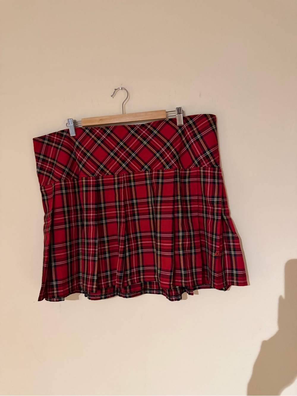 Royal Bones Red Plaid Pleated Mini Skirt